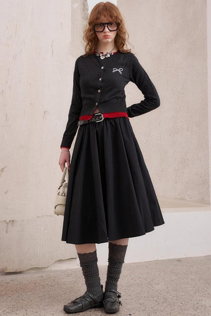 Elegant Pleated Midi Length Skirt