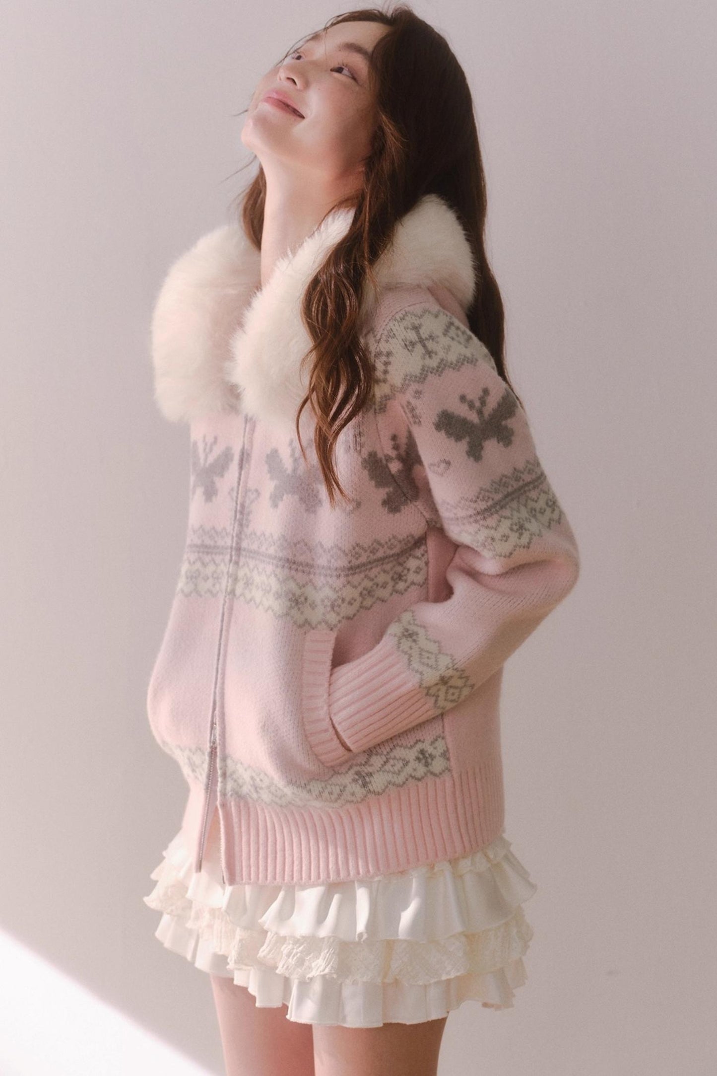Pink Butterfly Hooded Cardigan