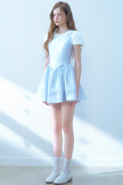 Satin Blue College Dress