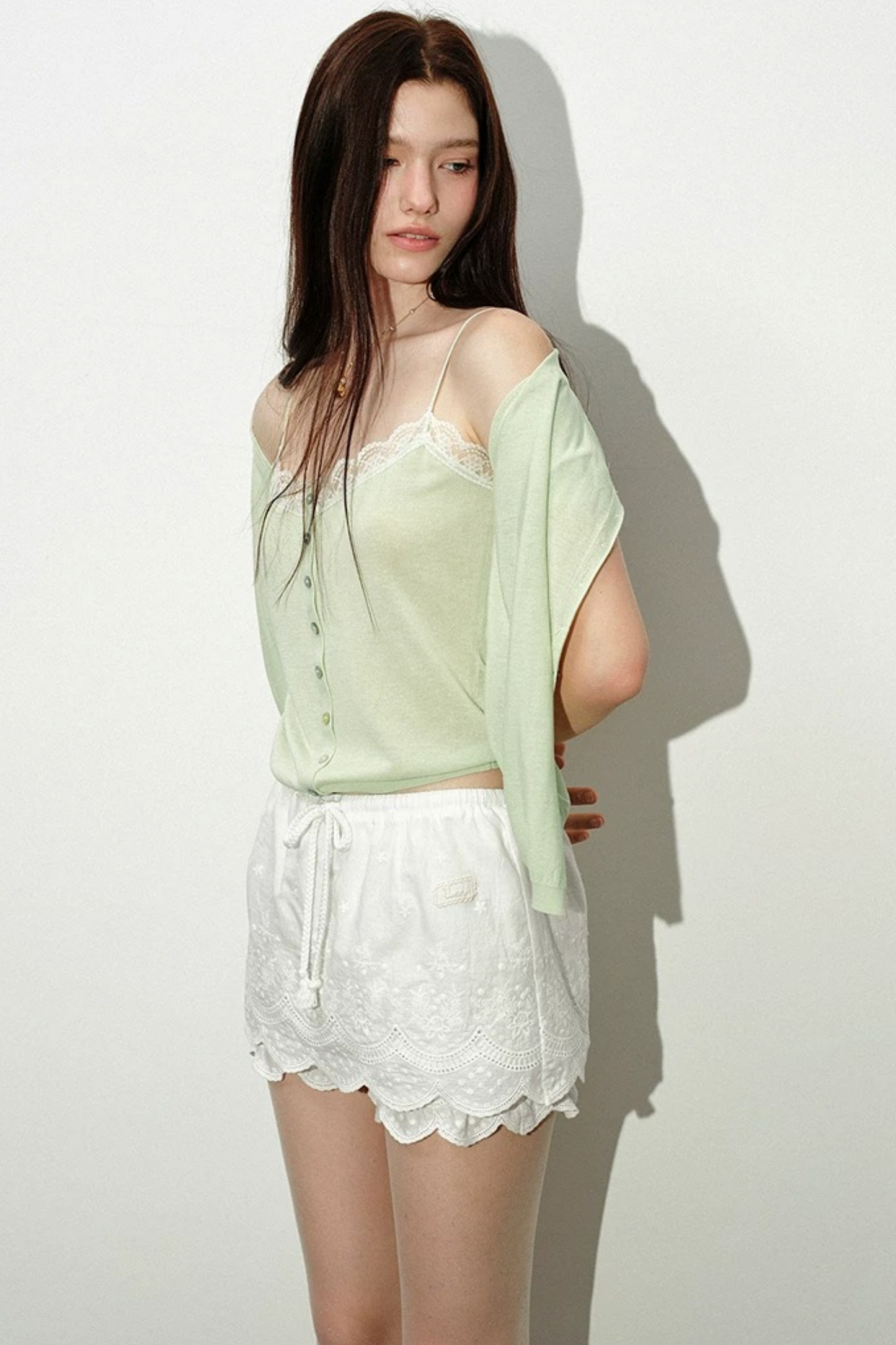 White Lace Trim Embroidered Skirt