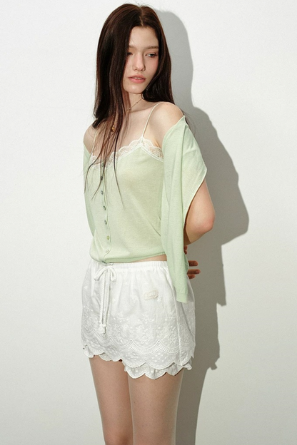White Lace Trim Embroidered Skirt