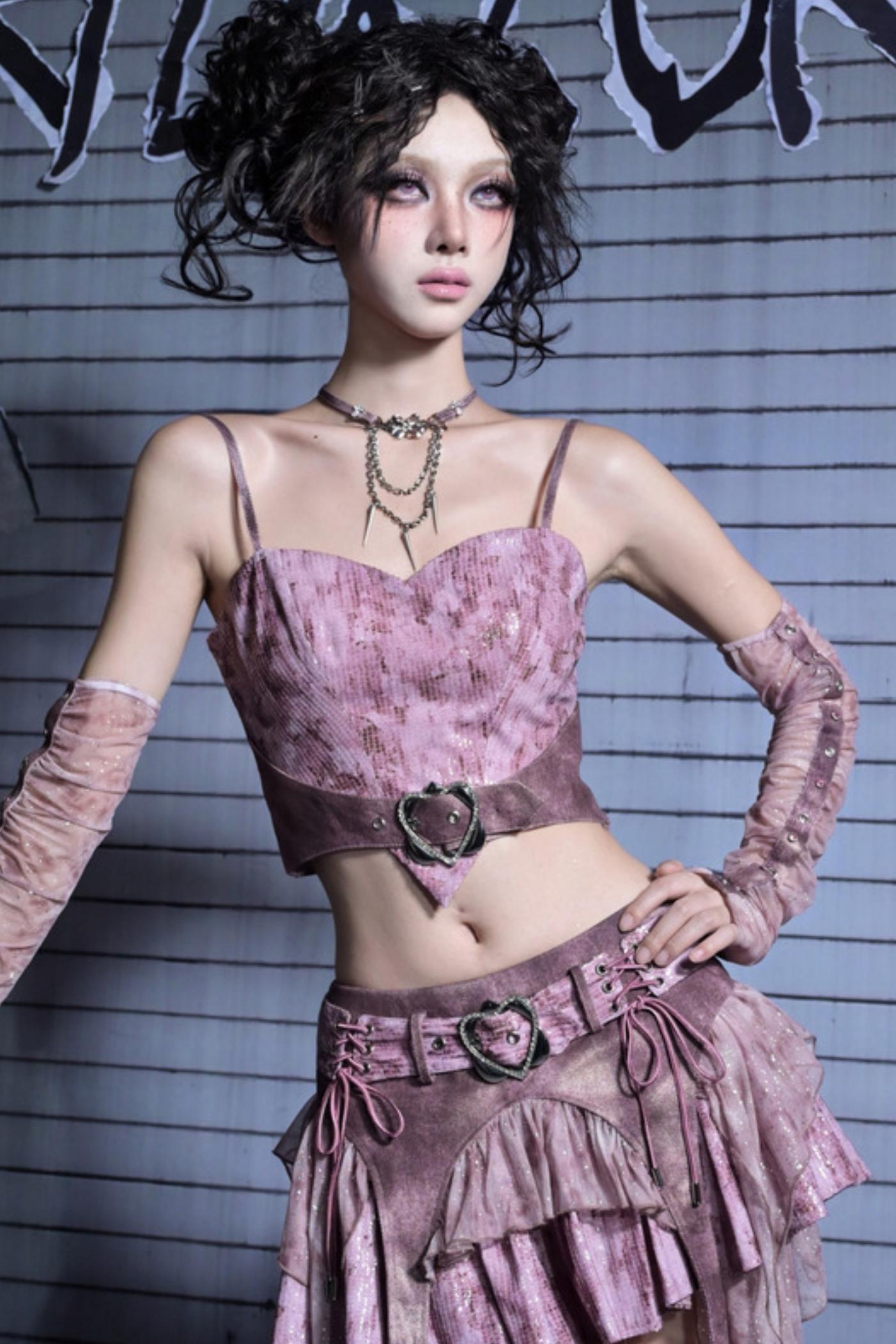 Puff Sleeve Two-Piece Suspender Set-Up