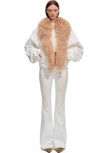 Heavy Washed Denim Stretch Bootcut Pants