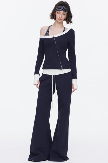 One-Shoulder Color-Blocked Top Set