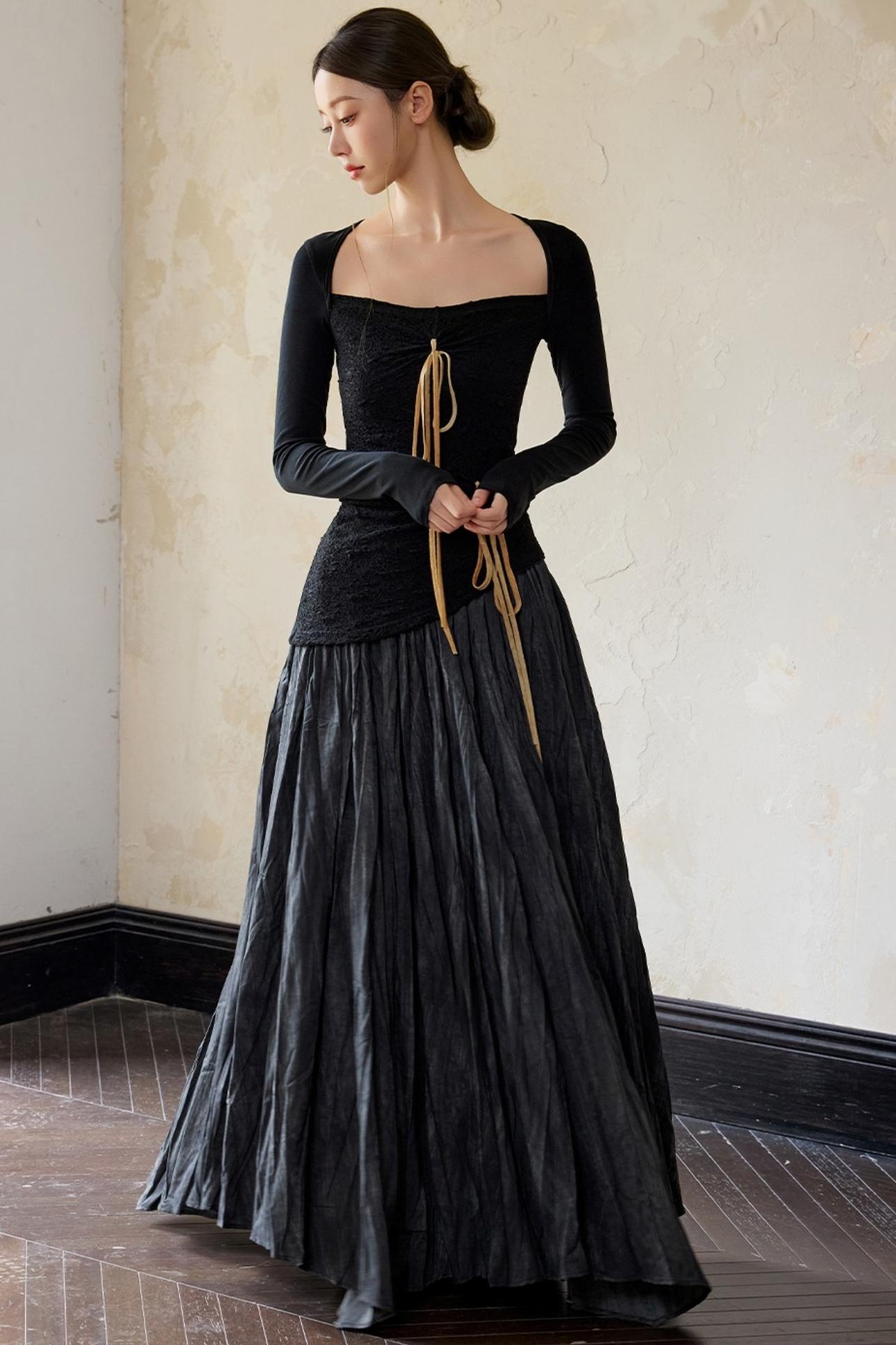 Black Square Basic Pullover Top