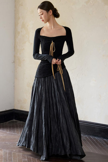 Black Square Basic Pullover Top