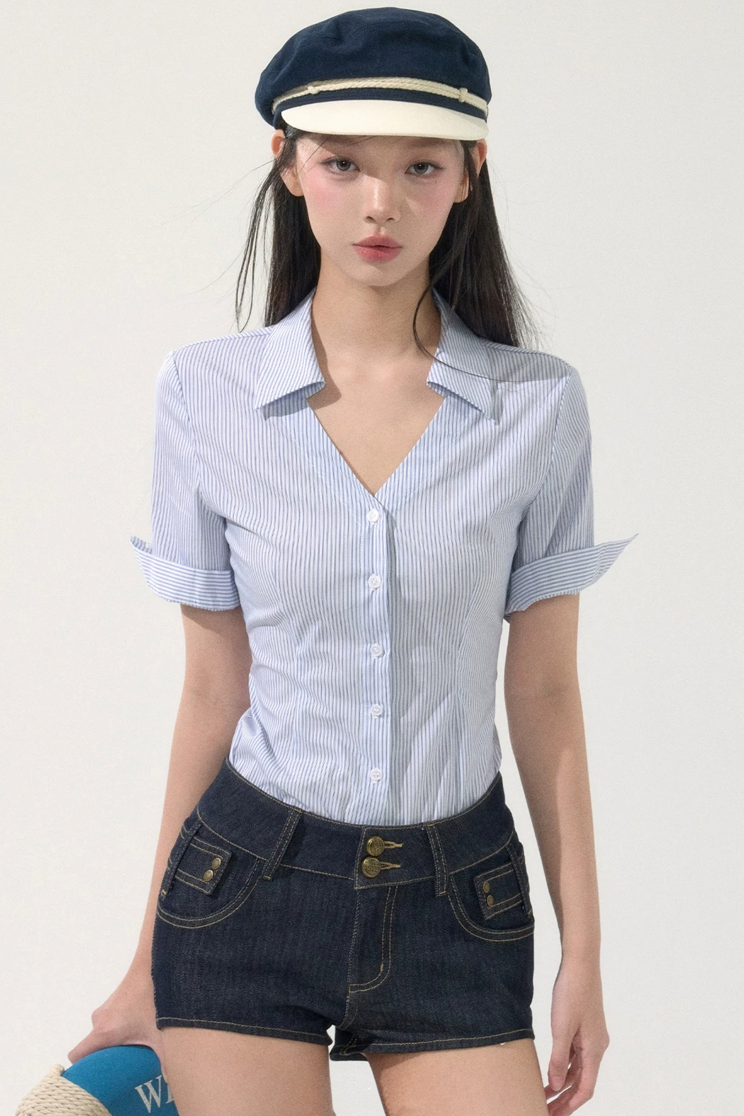 Summer Striped Slim Blouse