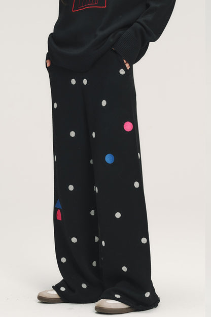 Colorful Polka Dot Knit Pants