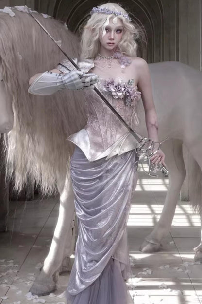 Moonlight Silver Asymmetrical Corset Set