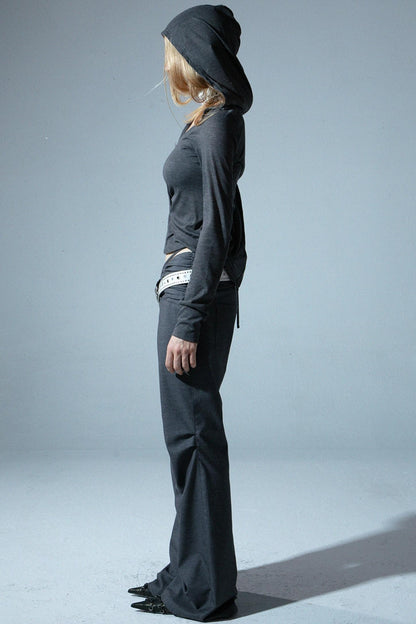 Slim Fit Low-Rise Bootcut Suit Pants