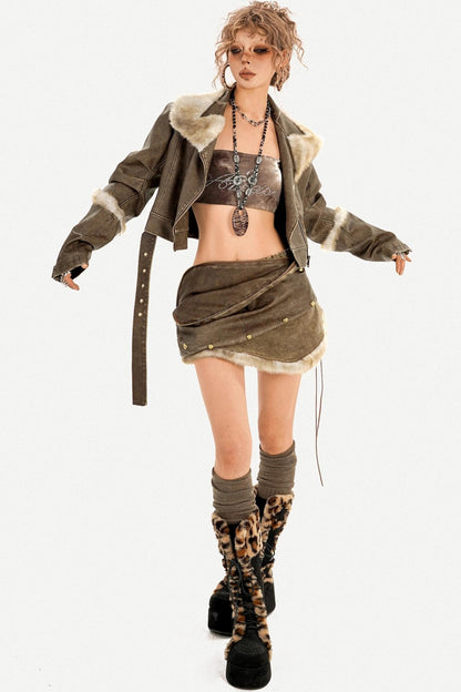 Distressed Spicy Girl Skirt Set-Up