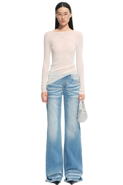 High Neck Long Sleeve Knit Wool Top