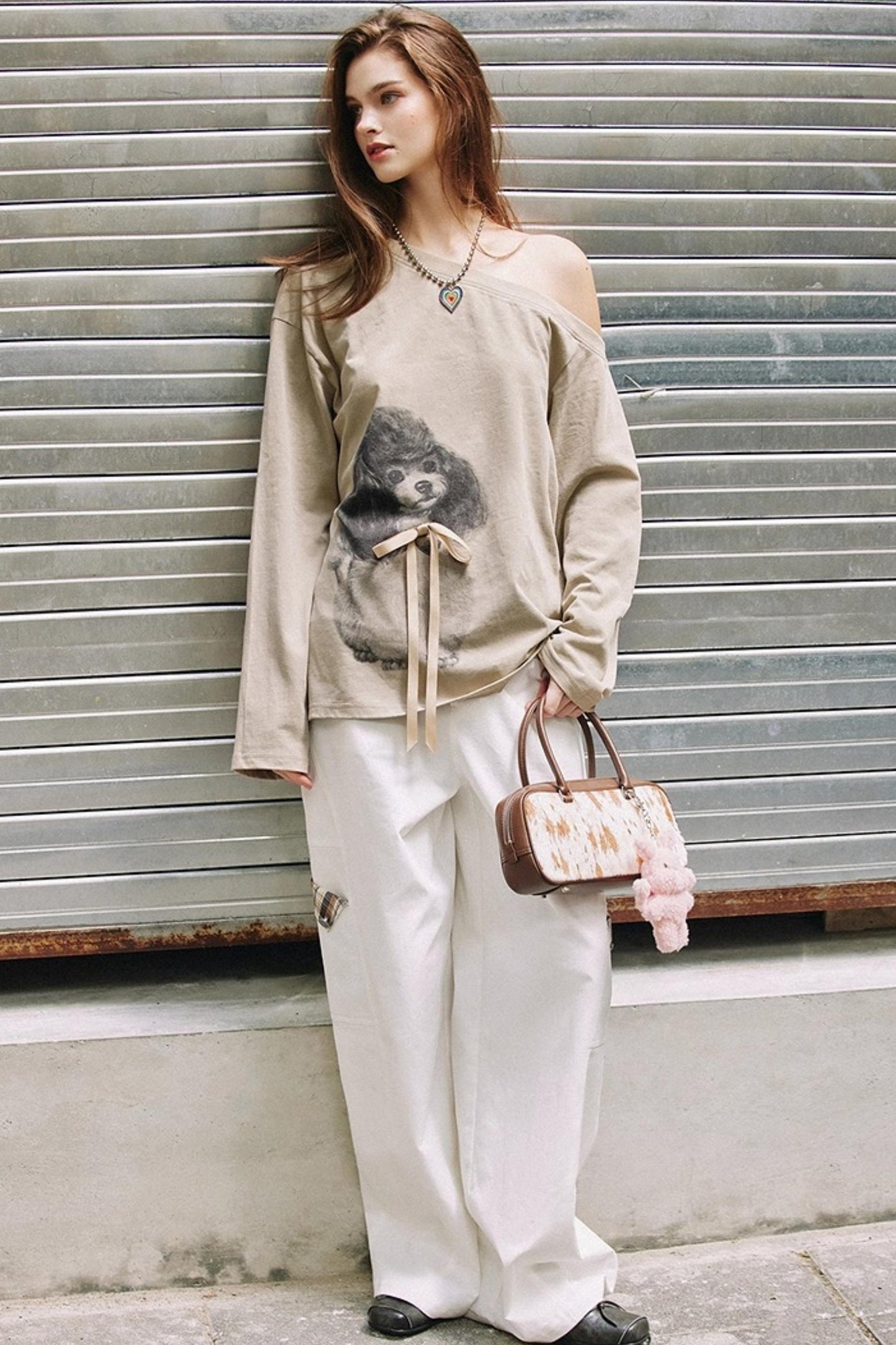 White Plaid Wide-Leg Cargo Pants