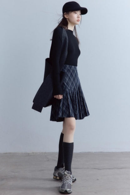 Versatile Scottish Plaid Pleated Skirt