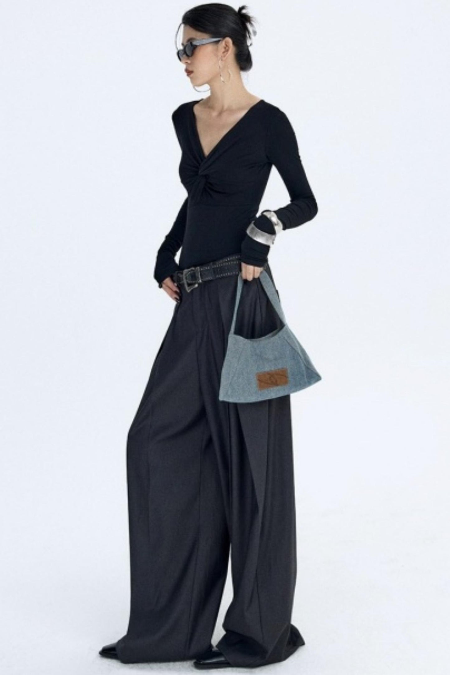 Pleated Dark Gray Scimitar Pants