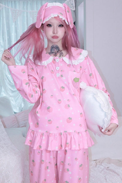 Soft Strawberry Star Pajamas Set-Up