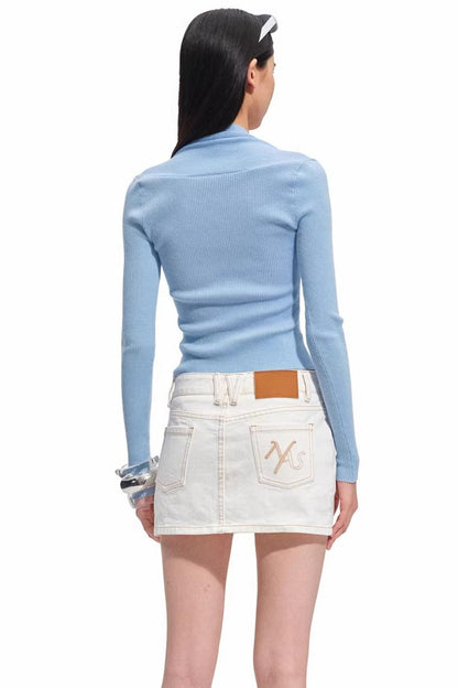 Denim Reverse Pocket Skirt