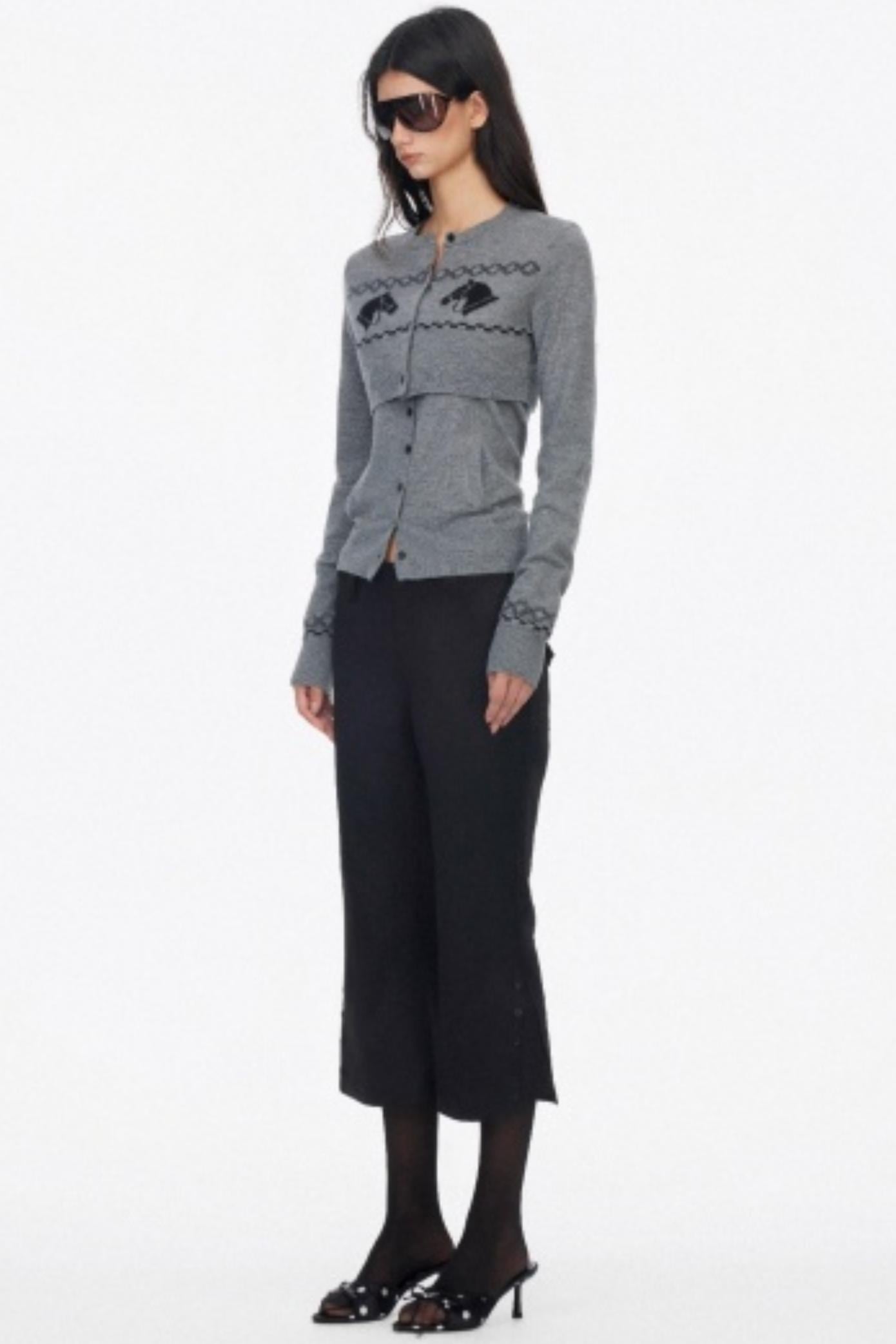 Two Piece Wool Knit Cardigan Set-Up