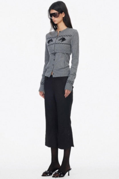 Two Piece Wool Knit Cardigan Set-Up