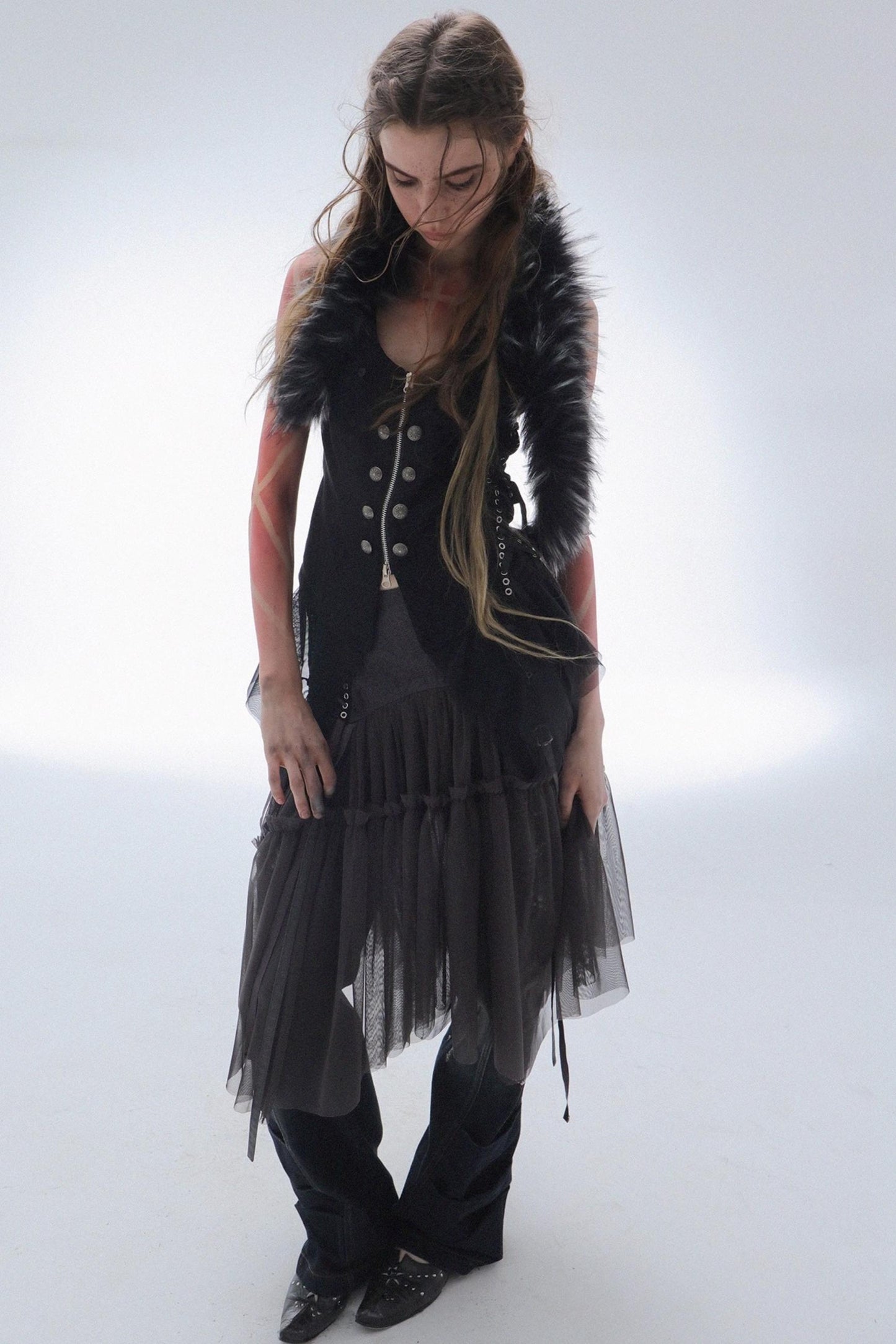 Lace Jacquard Pleated Cake Layered Skirt