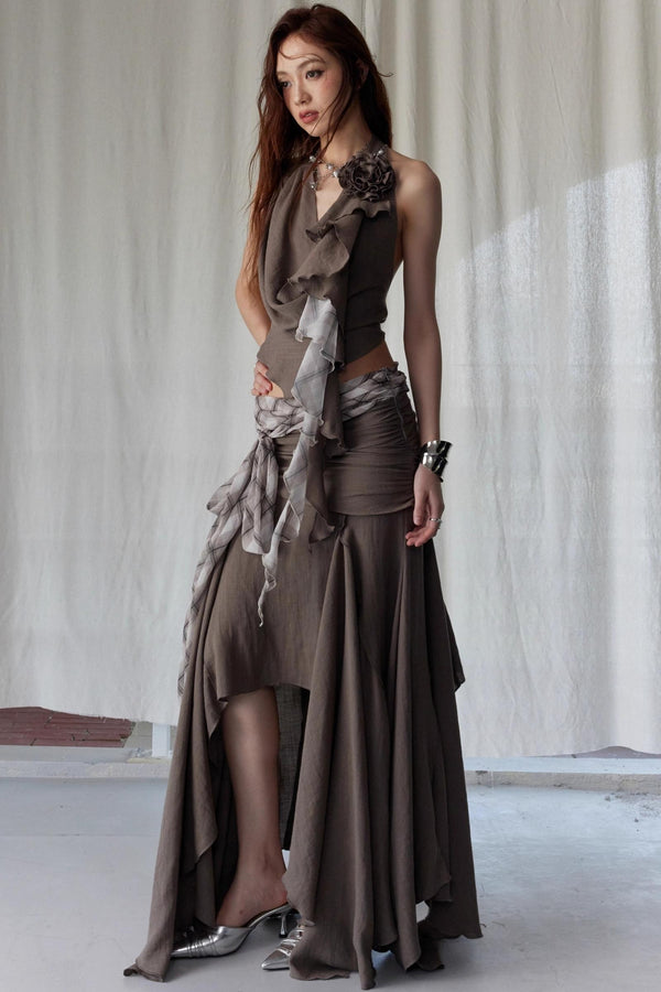 Color Clash Swing Vest & Skirt Set-Up