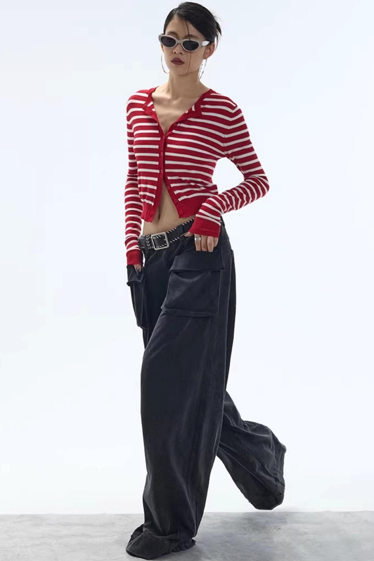 Striped Color-Block Knitted Cardigan