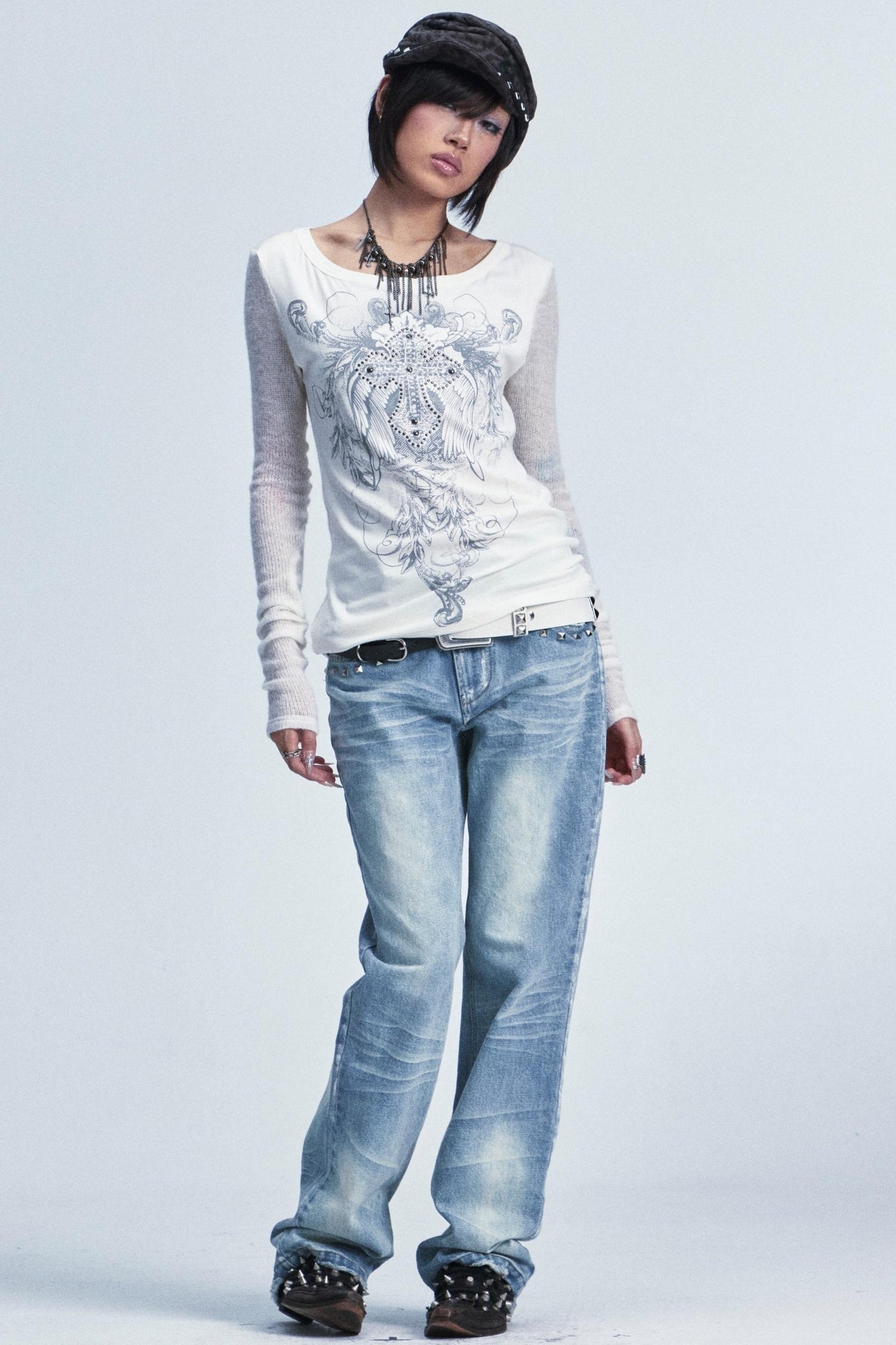 Vintage Washed Distressed Jeans Pants