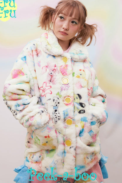 Printed Plush Warm Jacket