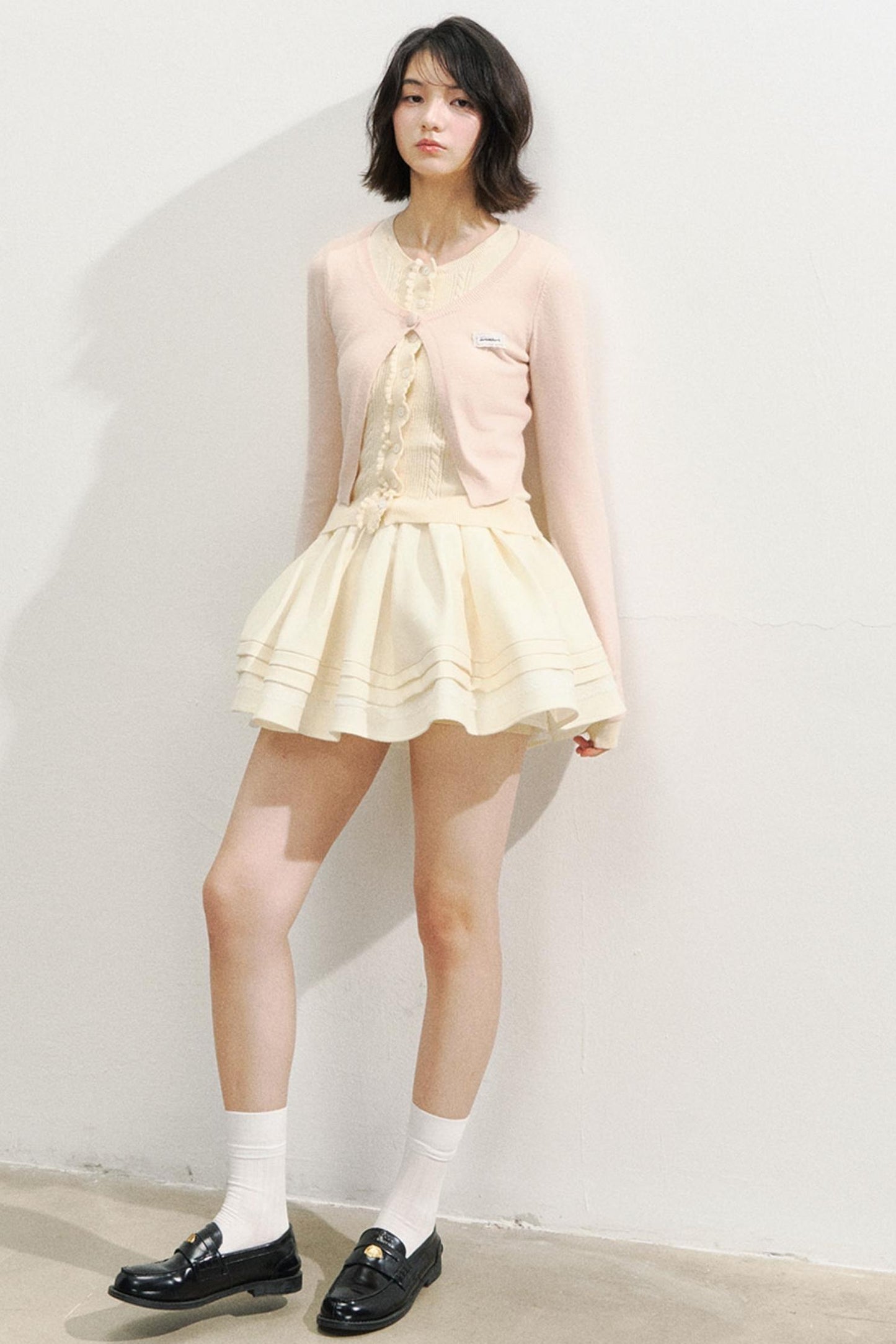 Fake two Piece Lace Knit Top