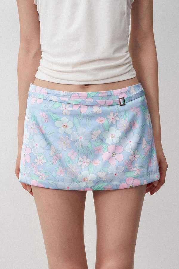 Colorful Floral Low Waist Micro A Hip Slimming Skirt