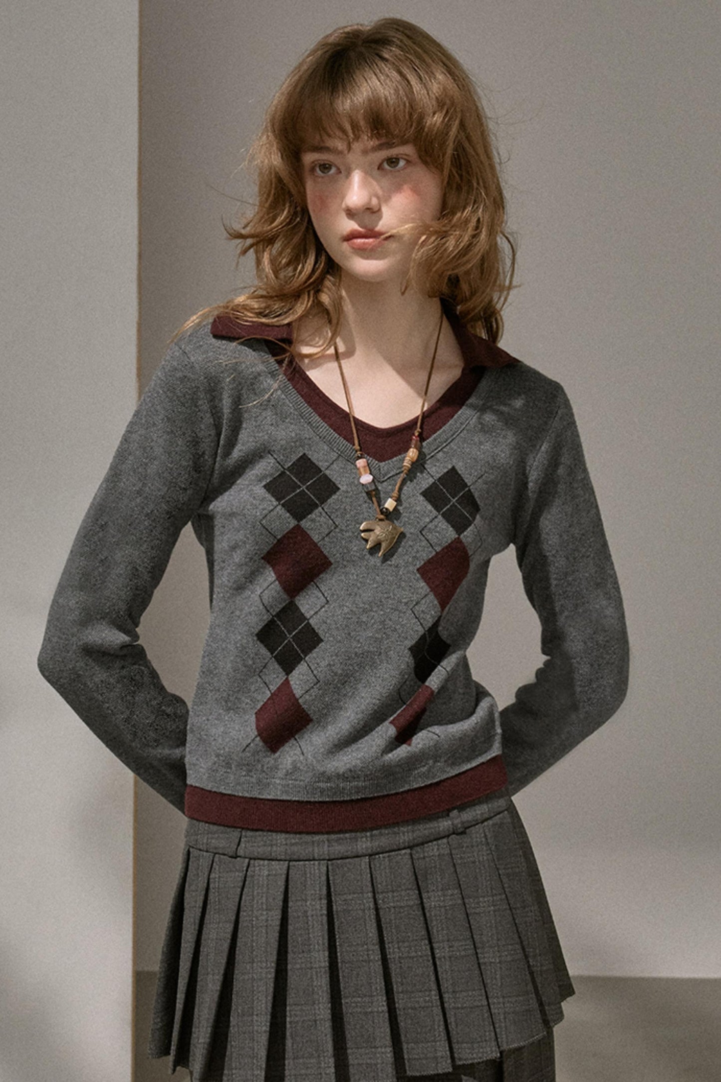 Slim V-Neck Warm Knitted Top