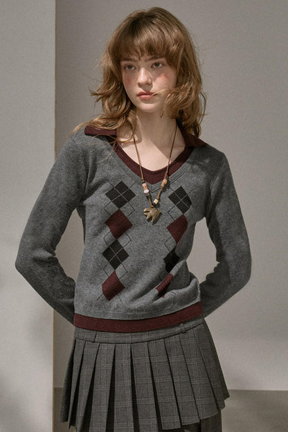 Slim V-Neck Warm Knitted Top