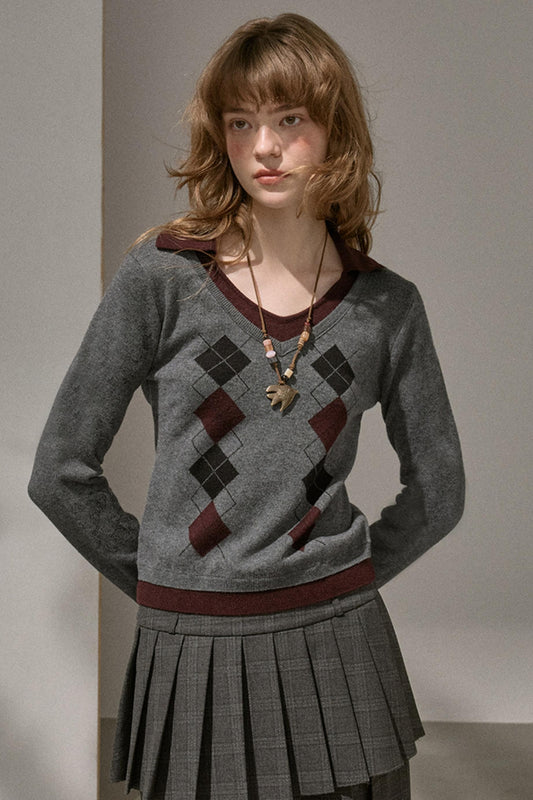 Slim V-Neck Warm Knitted Top