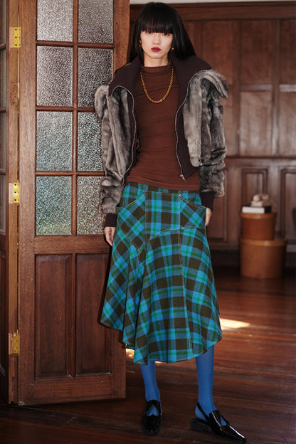 Vintage Check Wool-Blend Skirt