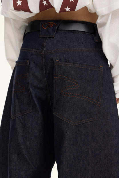 Vintage Wide Leg Cow Denim Jeans