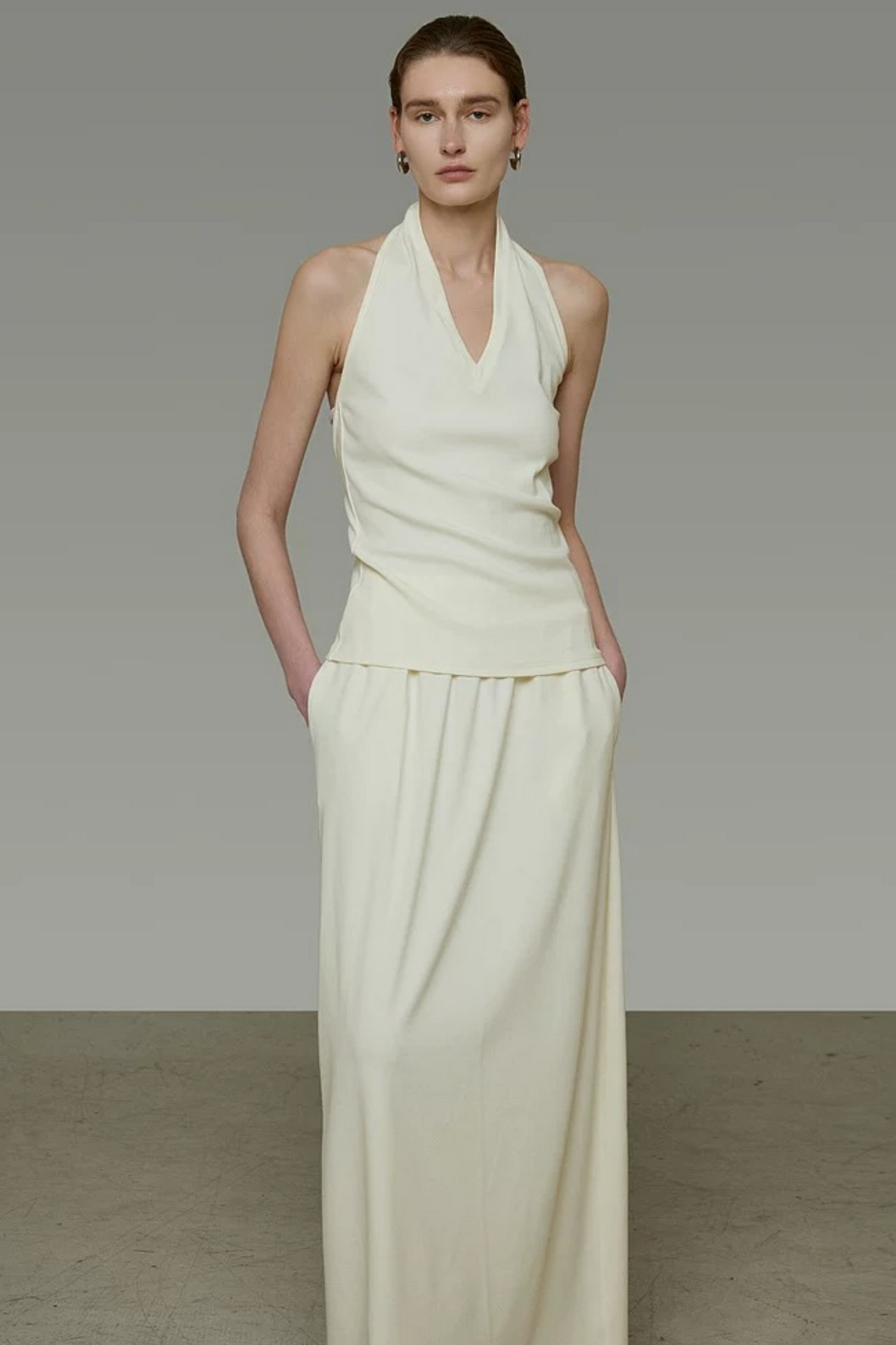 White Halter Backless Top Set-Up