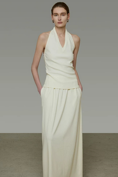 White Halter Backless Top Set-Up