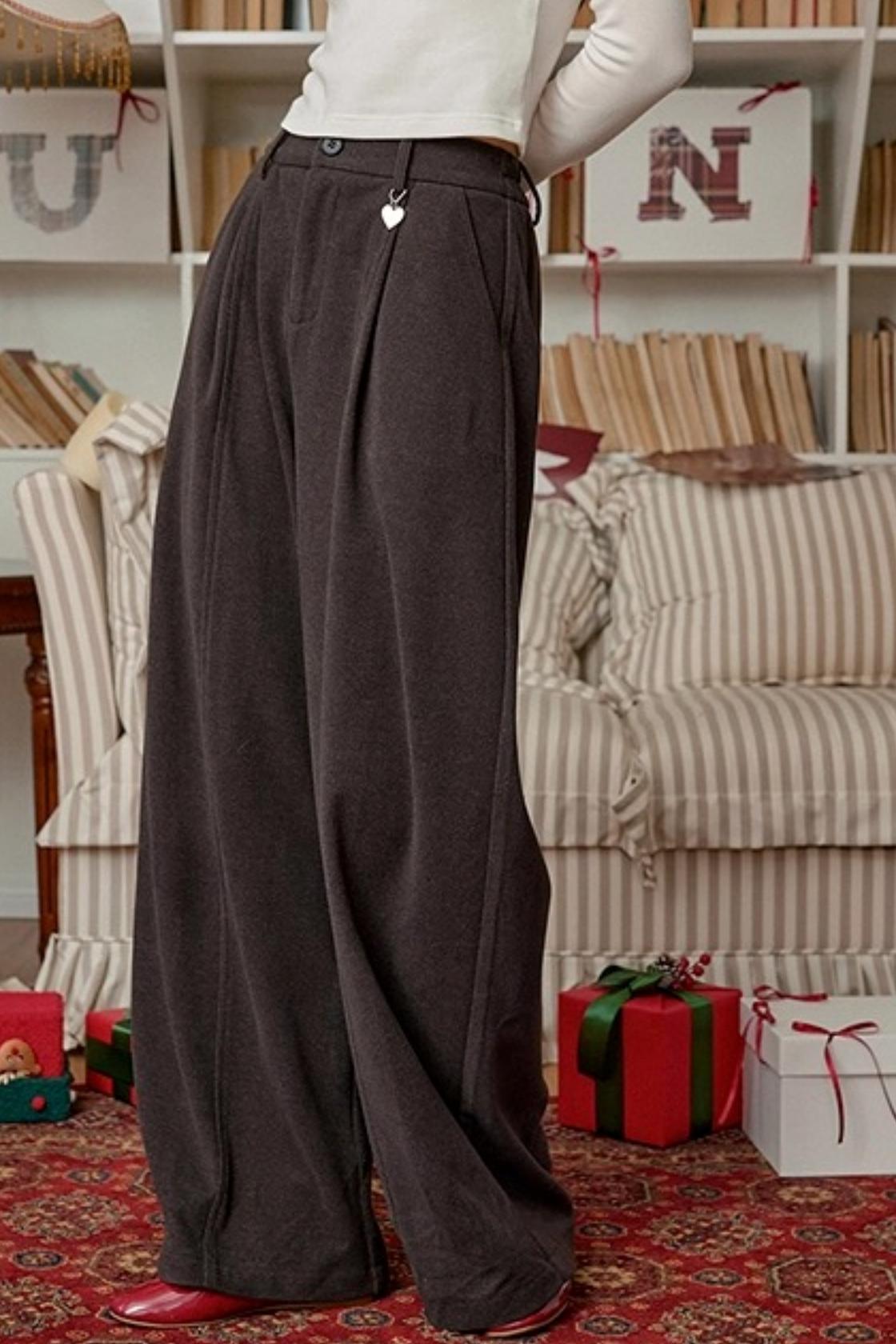 Brown Heart Woolen Pants