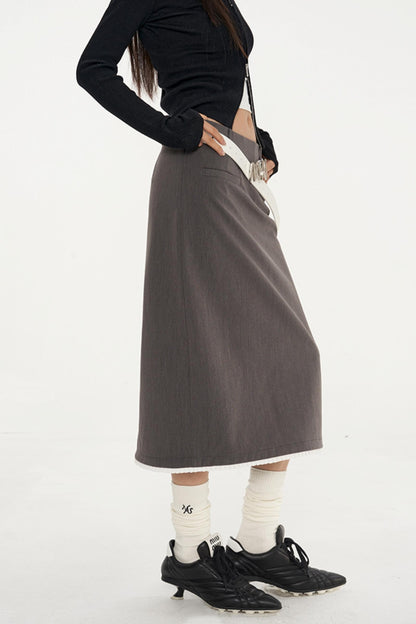 Gray Straight Slim Skirt