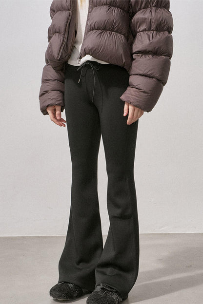 Black Micro-Stretch Flared Pants