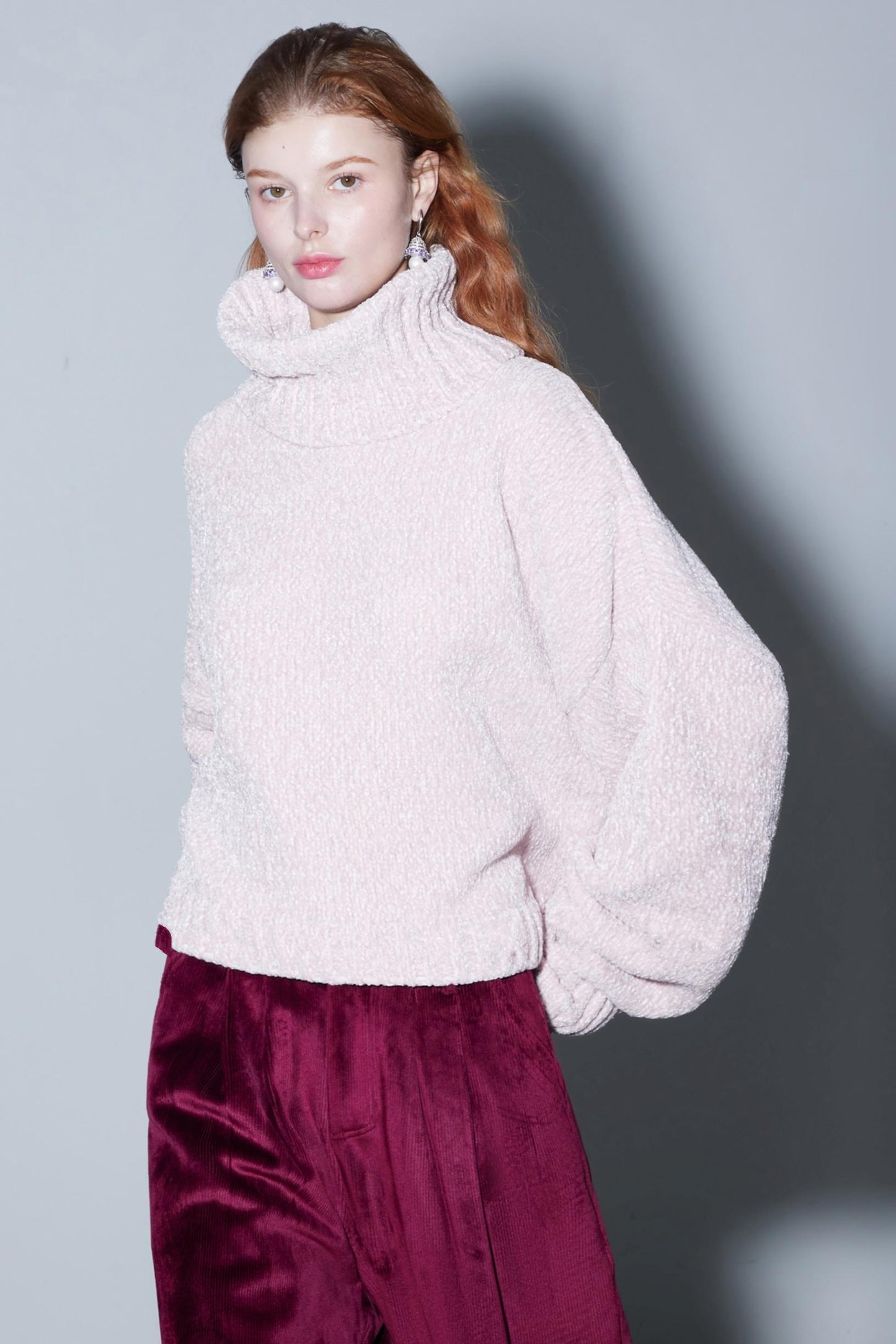 Colorful Chenille High-Neck Top