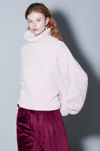 Colorful Chenille High-Neck Top