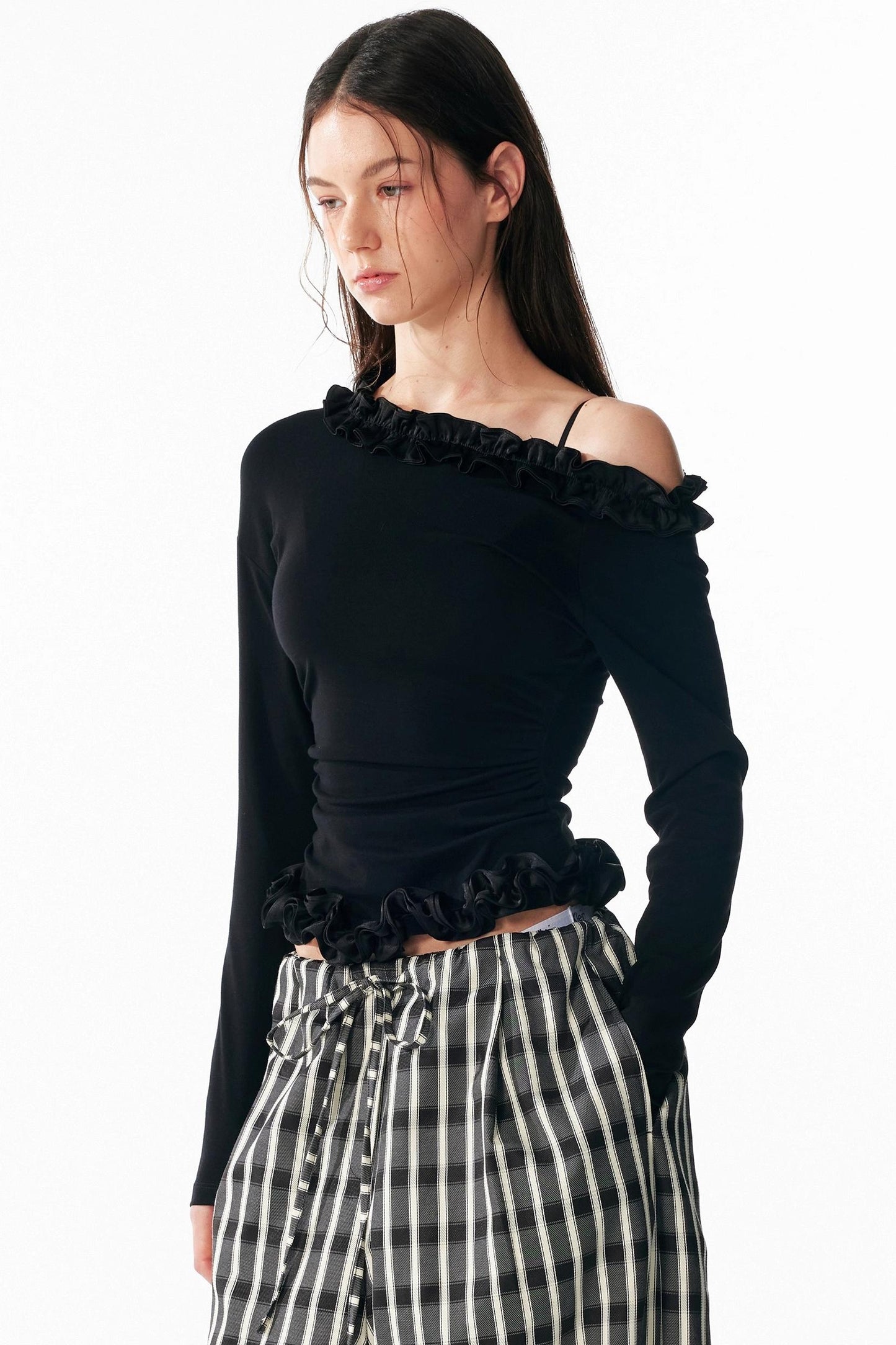 Irregular Lace Waist Slimming Top