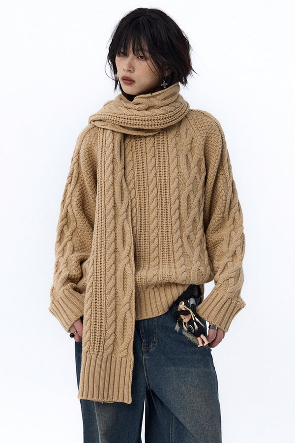 Retro Cable Loose Knitwear