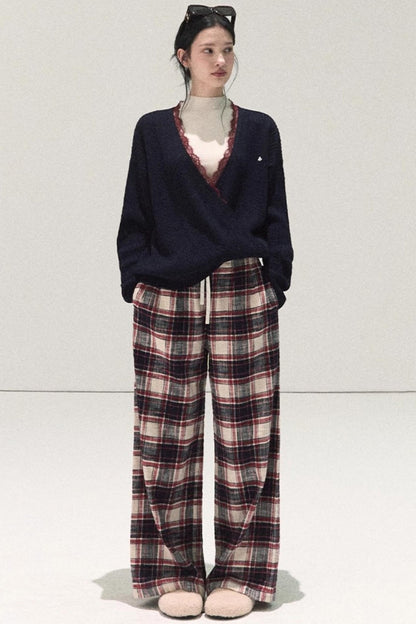 Pure Cotton Plaid Winter Pants