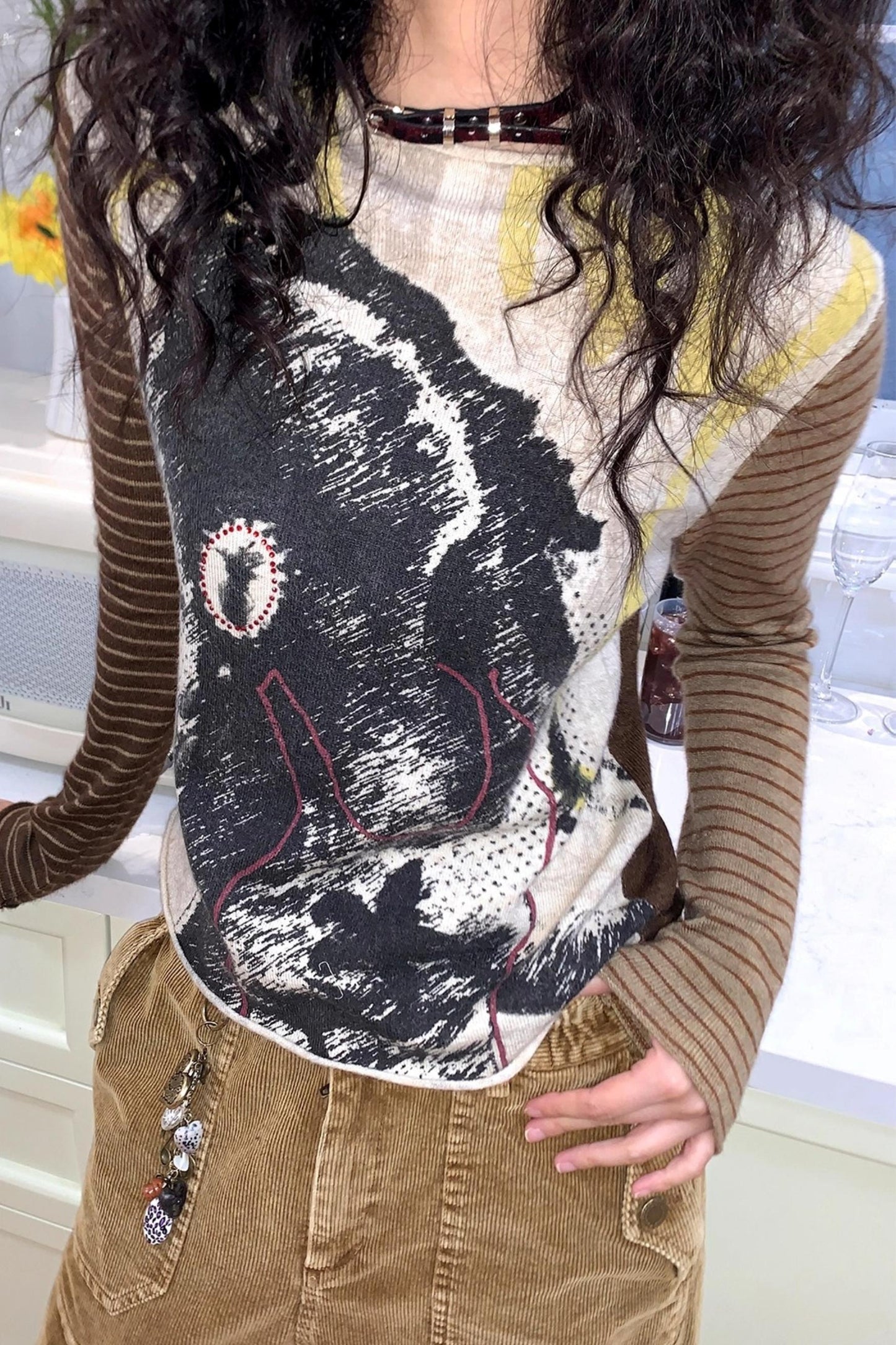 Retro Woolen Printed Top