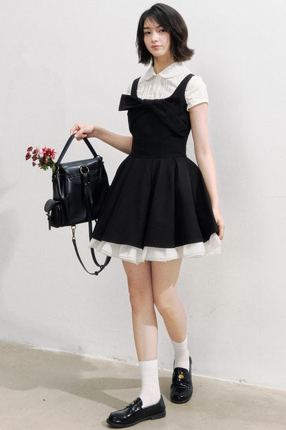 Black Bow Puffy Dress