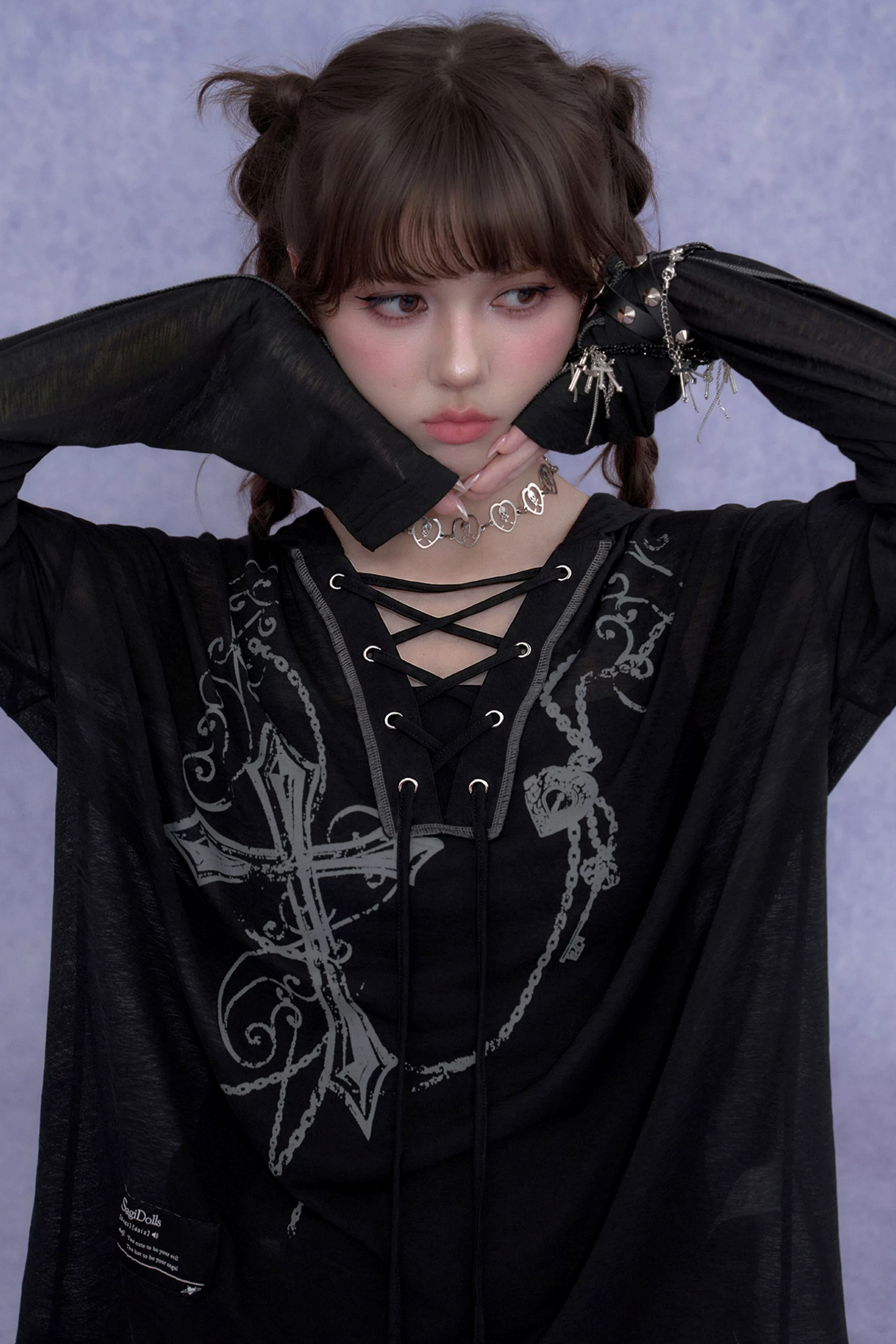 Dark Cross Hooded Top
