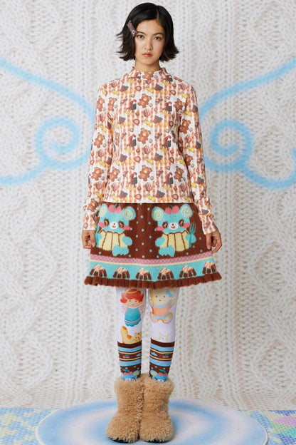 Cookie Print Waffle Top