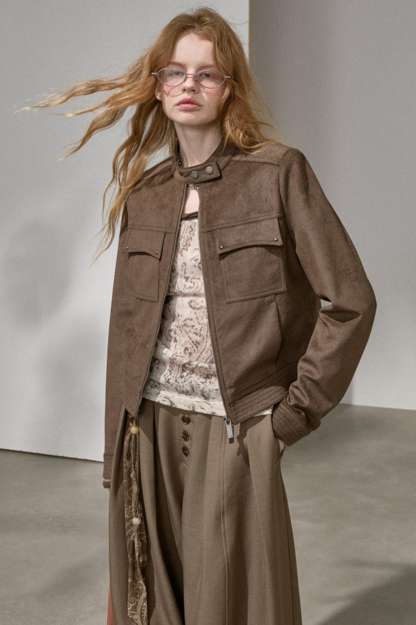 Suede Tailored Short Jacket